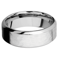 8mm wide High Bevel Palladium Silver Ring with Hammer Finish