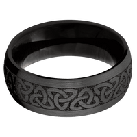 8mm wide Domed Black Zirconium Ring with Satin Finish / Celtic Trinity Design / Ebony Sleeve