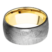 10mm wide Domed Meteorite Ring / 18k Yellow Gold Sleeve