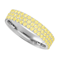 Clarissa Style 10k White Gold Ring / Half Eternity .825 TCW of Light Yellow Sapphires / Size 5.25