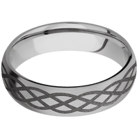 6mm wide Domed Titanium Ring with Satin Finish / Celtic 6 Design and Gun Metal Grey Cerakote Accents / None Interior Pattern