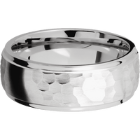 8mm wide Domed Stepped Down Edges Inconel Ring with Hammer Finish / None Interior Pattern