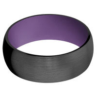 8mm wide Domed Black Titanium Ring with Satin Finish / Wild Purple Cerakote Sleeve