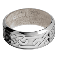 9mm wide High Bevel Titanium Ring with Polish Finish / Celtic Loop U Design / Antler Sleeve