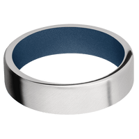 6mm wide Flat Palladium Silver Ring with Angle Satin Finish / Polar Blue Cerakote Sleeve