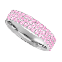 Clarissa Style 10k White Gold Ring / Half Eternity .825 TCW of Light Pink Sapphires / Size 5.25