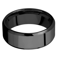 8mm wide Beveled Black Titanium Ring with Polish Finish