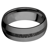 8mm wide Domed Black Titanium Ring with Polish Finish / One 2mm Centered Black Onyx Inlay