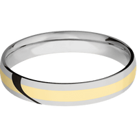 4mm wide Domed Titanium Ring with Polish Finish / One 2mm Centered 14k Yellow Gold Inlay with Polish Finish