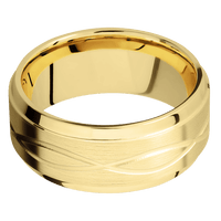 9mm wide Stepped Bevel 22k Yellow Gold Ring with Satin Finish / Infinity Design / Rose Gold Cerakote Sleeve