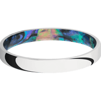 3mm wide Domed Platinum Ring with Polish Finish / Abalone Sleeve