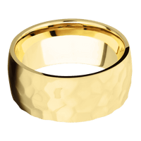 10mm wide Domed 10k Yellow Gold Ring with Rock Polish Finish