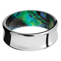 8mm wide Concave Bevel Palladium Silver Ring with Polish Finish / Abalone Sleeve