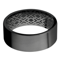 8mm wide Flat Black Titanium Ring with Bead Blast Finish / None Interior Pattern