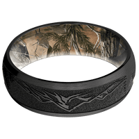 7mm wide Domed Black Titanium Ring with Satin Finish / Mountain 2 Design / RealTree APG Camo Sleeve