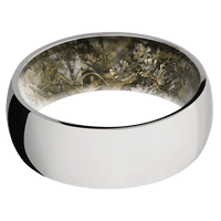 8mm wide Domed Titanium Ring with Polish Finish / Kings Mountain Camo Sleeve