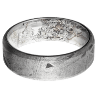 7mm wide Beveled Meteorite Ring / Kings Snow Camo Sleeve