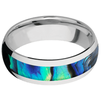 7mm wide Domed Inconel Ring with Polish Finish / One 4mm Centered Abalone Inlay