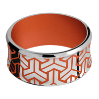 10mm wide Concave Bevel Titanium Ring with Polish Finish / Geoweave Large Design and Hunter Orange Cerakote Accents / Hunter Orange Cerakote Sleeve