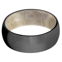 8mm wide Domed Black Zirconium Ring with Angle Satin Finish / Antler Sleeve