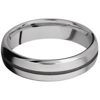 6mm wide Domed Bevel Titanium Ring with Satin Finish / One 1mm Centered Gun Metal Grey Cerakote Inlay