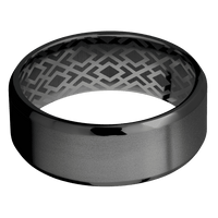 8mm wide Beveled Black Titanium Ring with Bead Blast Finish / None Interior Pattern