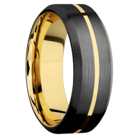 Zirconium + Satin , Satin Finish + 14K Yellow Gold