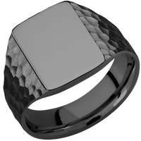 Medium Rectangle signet ring (16x11.5mm) in Zirconium, with a Wide style band.