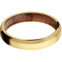 14K Yellow Gold + Hammer , Satin Finish + Koa