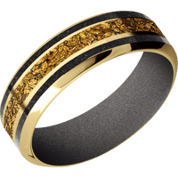 14K Yellow Gold + Hammer , Polish Finish + Gun Metal Grey