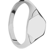 Small Hexagon signet ring (11.5x10) in Titanium, with a Thin style band.