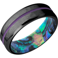 Zirconium + Hammer , Polish Finish + Abalone