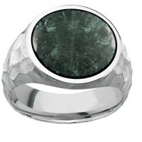Large Circle signet ring (18mm) in 14K White Gold, with a Wide style band, an Aventurine inlay.