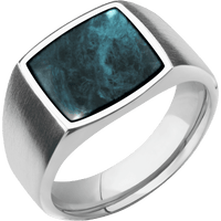 Medium Cushion signet ring (14x14mm) in Cobalt Chrome, with a Wide style band, a Washington Blue Jade inlay.