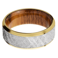18K Yellow Gold + Polish , Bead Finish + Desert Iron Wood