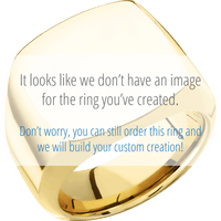 Large Cushion signet ring (18x18mm) in 10K Yellow Gold, with a Wide style band and a Michigan Wordmark Stacked engraving.