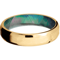 14K Yellow Gold + Hammer , Polish Finish + Black Mother of Pearl
