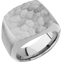 Large Cushion signet ring (18x18mm) in Palladium Silver, with a Wide style band.