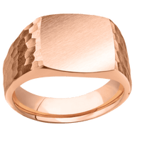 Medium Cushion signet ring (14x14mm) in 18K Rose Gold, with a Wide style band.