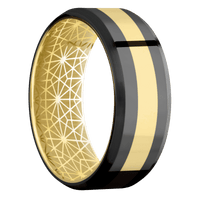 Zirconium + Polish , Satin Finish + 14K Yellow Gold