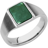 Small Rectangle signet ring (12x9mm) in Palladium Silver, with a Wide style band, a Washington Green Jade inlay.