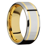Titanium + Polish , Polish Finish + 14K Yellow Gold