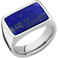 Large Horizontal Rectangle signet ring (20x14.5mm) in Cobalt Chrome, with a Wide style band, a Lapis inlay.