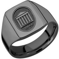 Medium Rectangle signet ring (16x11.5mm) in Zirconium, with a Wide style band and an Ole Miss University Seal engraving.