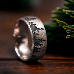 Superconductor Men's Ring with Spruce Pine Tree Design Custom Made Band