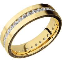14K Yellow Gold + Hammer Finish
