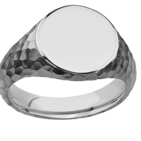 Medium Circle signet ring (14mm) in Titanium, with a Wide style band.