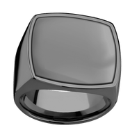 Extra Large Cushion signet ring (22x22mm) in Zirconium, with a Wide style band, a Zirconium inlay.