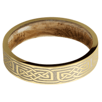 14K Yellow Gold + Satin Finish + Whiskey Barrel