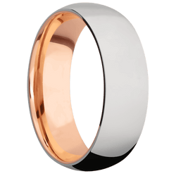 Titanium + Polish Finish + 14K Rose Gold